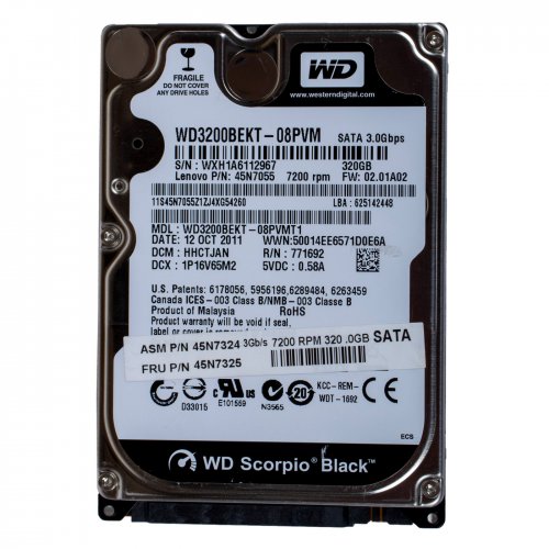 Dysk twardy HDD 2.5 SATA II 320 GB 7200 RPM 3.0 Gbps