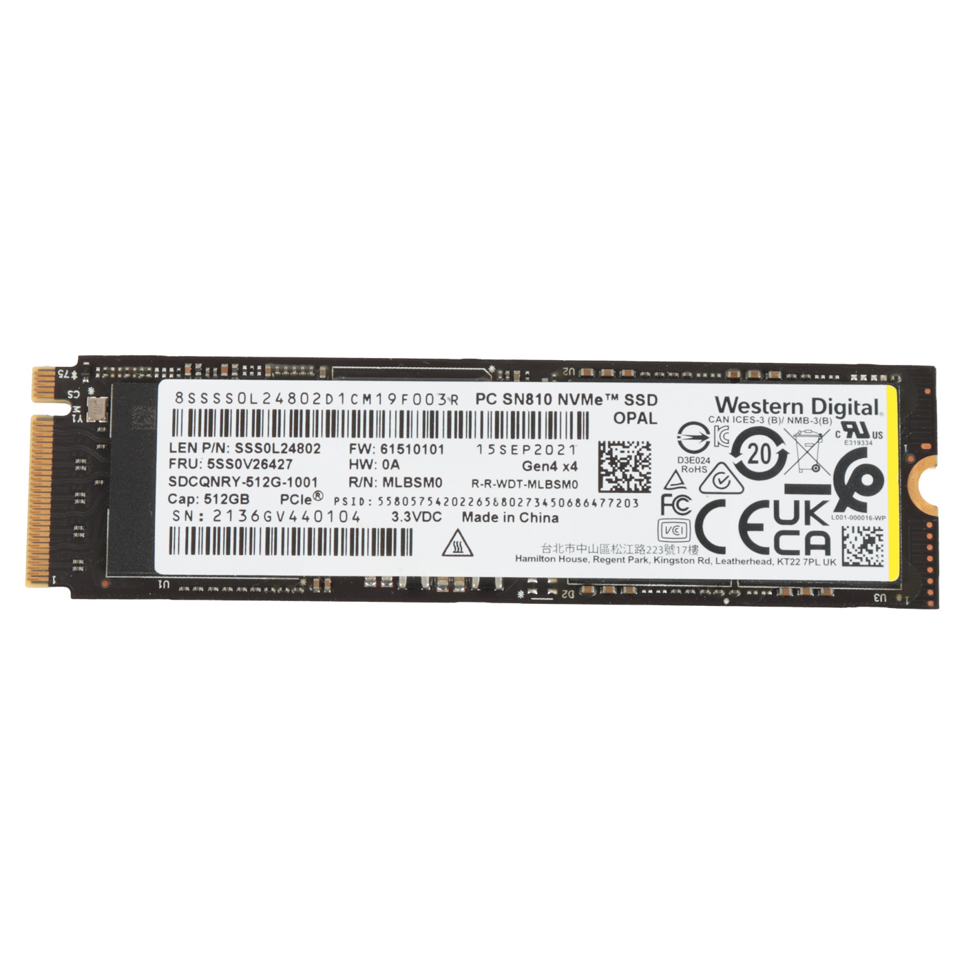 Dysk twardy M.2 512 GB Western Digital PCIe Gen 4x4 NVMe 1.4