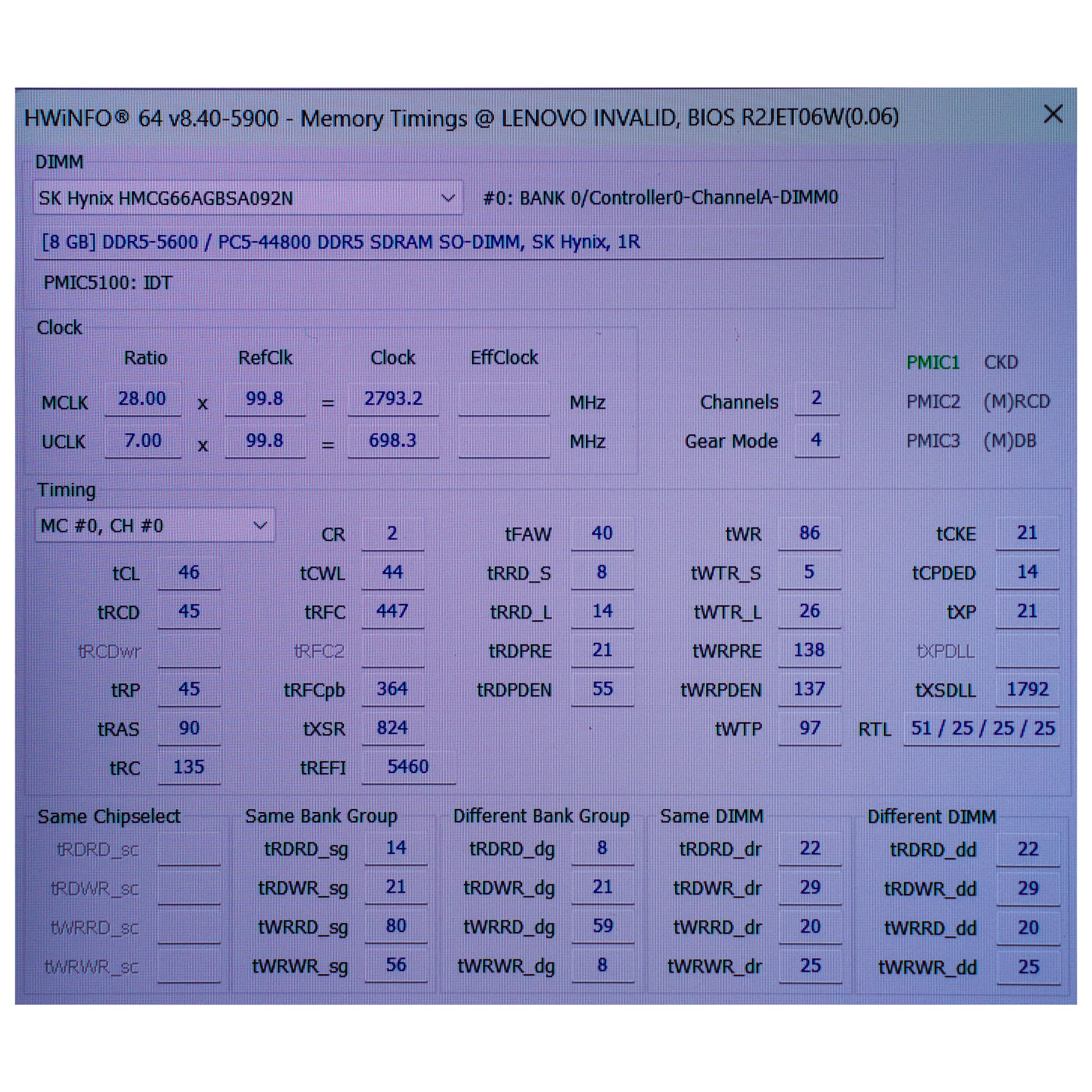 Kość RAM 8 GB SODIMM DDR5 PC5‑5600B SK Hynix