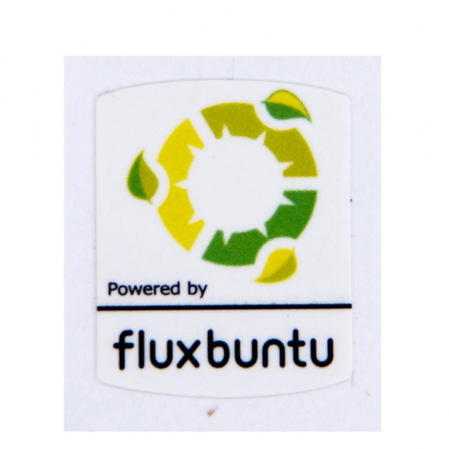 Naklejka sticker Powered by Fluxbuntu green 19x24 mm