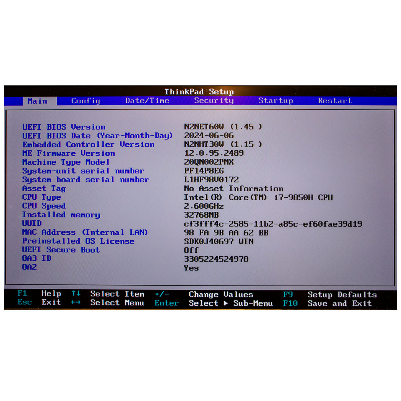 Płyta główna procesor Lenovo ThinkPad P53 i7 9850H