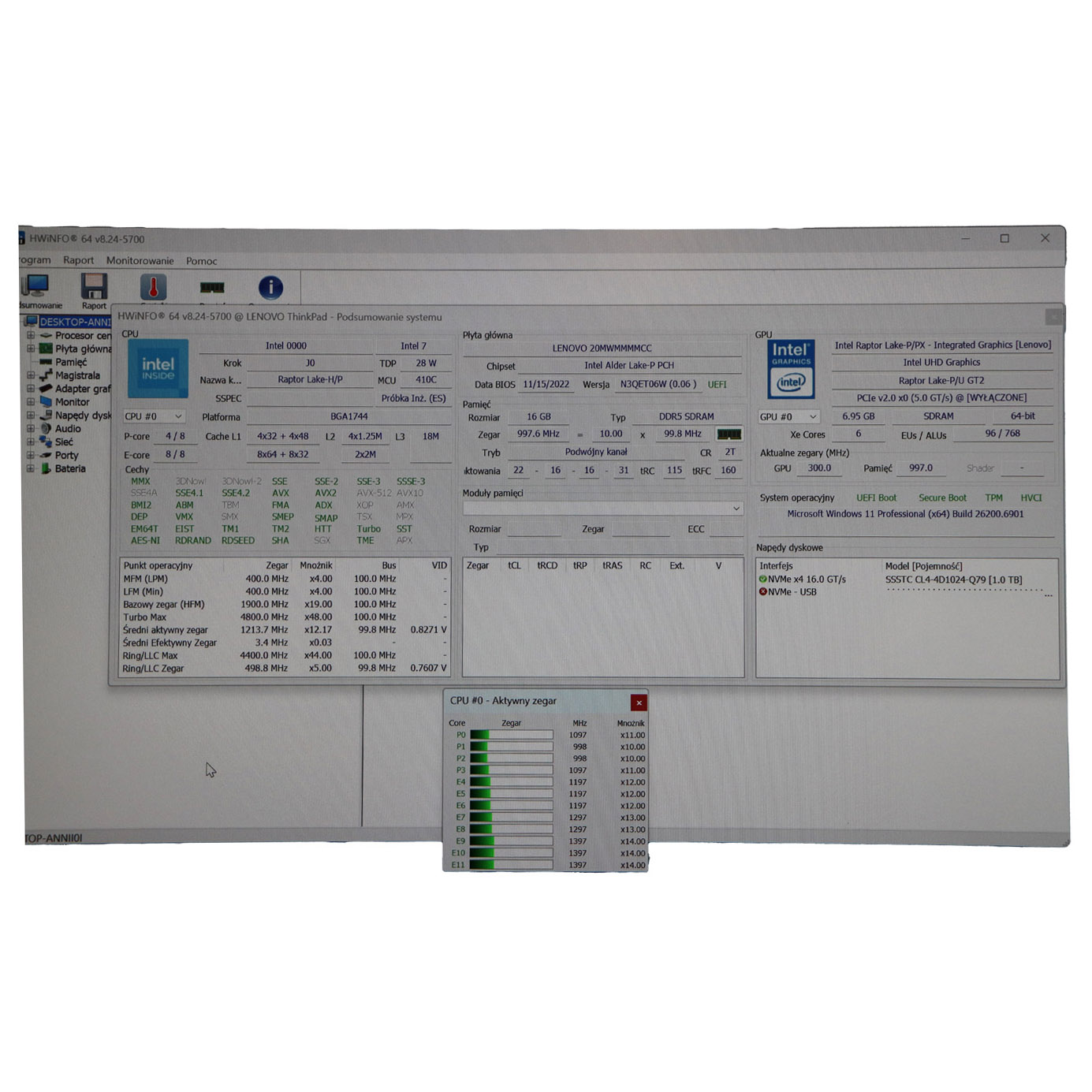 Płyta główna procesor Lenovo P16s 1 generacja