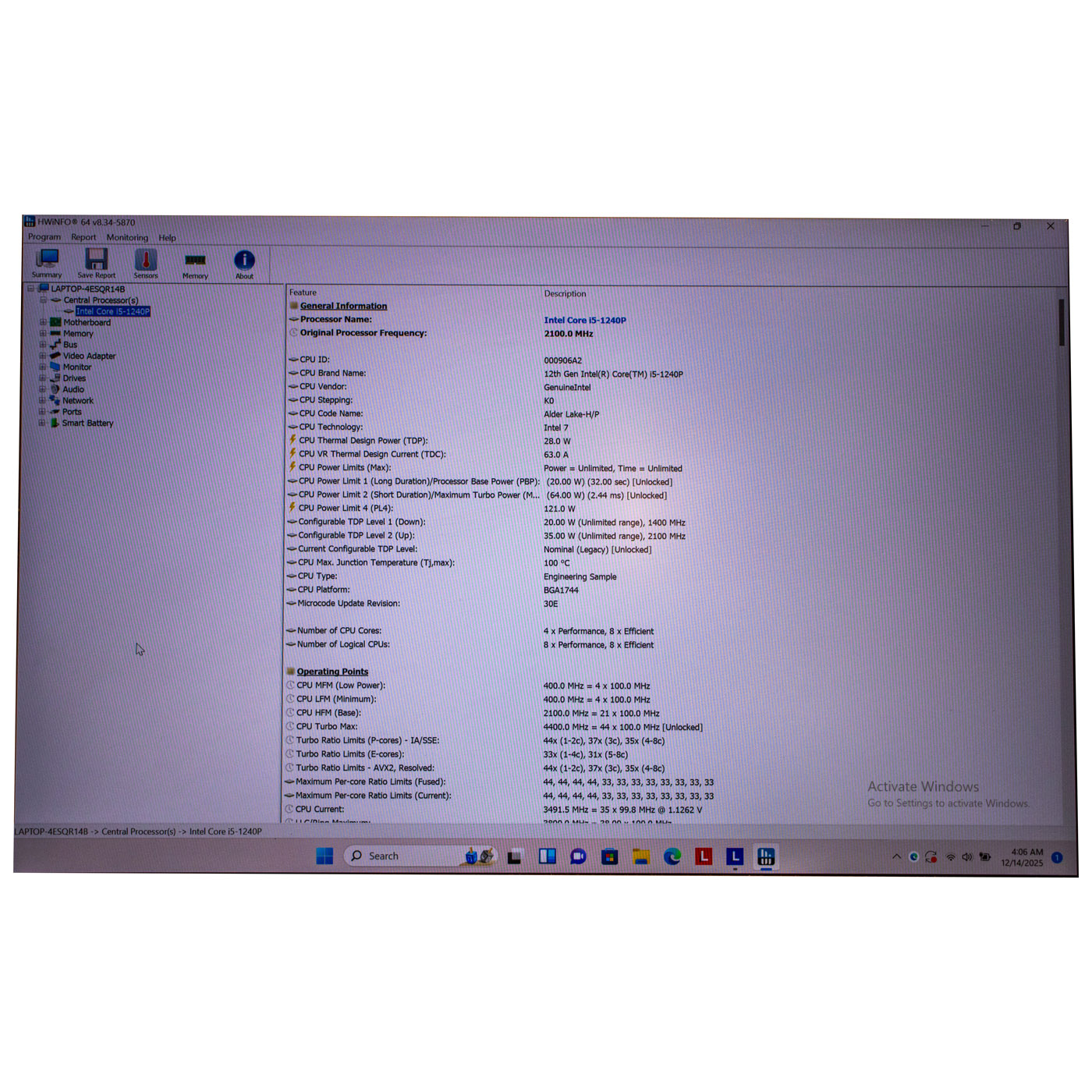 Płyta główna procesor Lenovo P14s 3 generacja Intel